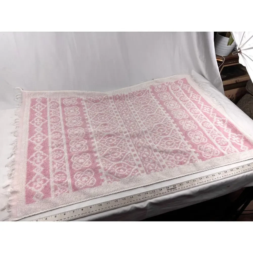 VTG 6x‎ Cotton Blend Towel Soft Pink Red Floral Bath Hand Towels Reversible